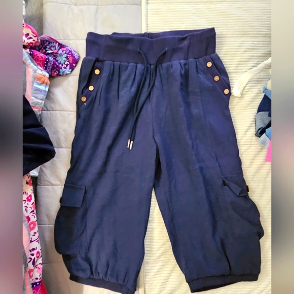 No Brand Navy Blue Capri Pants Size L - Picture 1 of 10